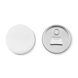 Gadget with logo PIN BOTTLE OPENER Fridge magnet pin button with bottle opener with paper inlay. Ø5,8 CM. Minimum order quantity 100 pieces. For unprinted orders the item comes unassembled. Available color: Matt Silver Dimensions: Ø6 CM Diameter: 6 cm Volume: 0.032 cdm3 Gross Weight: 0.027 kg Net Weight: 0.026 kg Magnus Business Gifts is your partner for merchandising, gadgets or unique business gifts since 1967. Certified with Ecovadis gold!