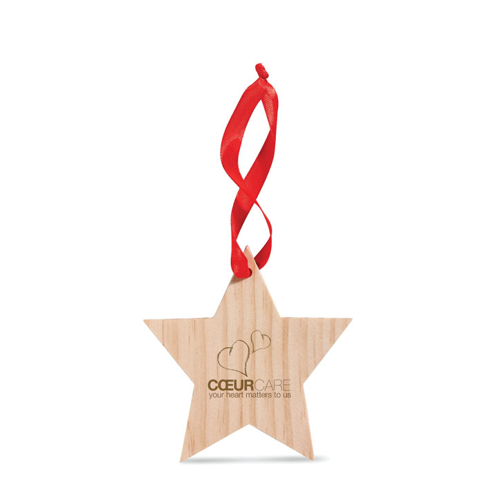 Christmas gadget with logo Wooden star WOOSTAR - Image 2