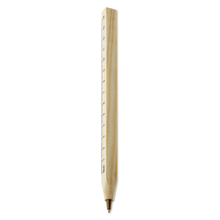 Pen with logo WOODAVE Wooden ruler pen. Blue ink. Available color: Wood Dimensions: 18X0,9X0,9 CM Width: 0.9 cm Length: 18 cm Height: 0.9 cm Volume: 0.029 cdm3 Gross Weight: 0.012 kg Net Weight: 0.011 kg Depending on the surface we can use embroidery, engraving, 360° imprint or screen print.