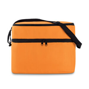 Cooler bag with logo CASEY. Cooler bag with logo with 2 compartments and aluminium foil lining. It has an adjustable shoulder strap cool Dimensions: 30X20X25CM Width: 20 cm Length: 30 cm Height: 25 cm Volume: 2.777 cdm3 Gross Weight: 0.248 kg Net Weight: 0.187 kg We use different printing techniques to add your logo. Depending on the surface we can use embroidery, engraving, 360° imprint or screen print.