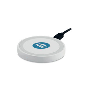 Wireless charger with logo PLATO Wireless charger with logo compatible with latest Androids, iPhone® 8, 8S and X and newer. Connect device to your computer, place smartphone on it to begin charging. Light when charging. Output: DC5V/1A (5W). Available colors: Black, White Dimensions: Ø7X1 CM Height: 1 cm Diameter: 7 cm Volume: 0.164 cdm3 Gross Weight: 0.053 kg Net Weight: 0.037 kg Depending on the surface we can use embroidery, engraving, 360° imprint or screen print.