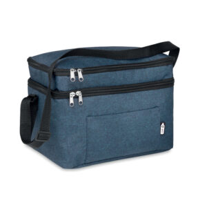Cooler bag with logo ICECUBE RPET cooler bag with logo with 2 compartments and PEVA lining. Adjustable shoulder strap and front pocket. Isolation material: 0.15mm PEVA + 3mm foam. 2 tone 600D Great for a day at the beach, a picnic or a vacation. Because it has two separate compartments, you can keep different items cool and have easy access to both. It has a front pocket for you to store smaller items. We use different printing techniques to add your logo. Depending on the surface we can use embroidery, engraving, 360° imprint or screen print.