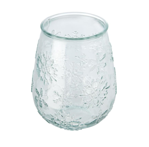 Gadget tealight holder in recycled glass Faro Recycled glass tealight holder with snowflake effect. Made from 1 glass bottle. Recycled glass is manufactured using less energy, raw material, and additives, than what is required for making traditional glass. Tealight not included. Recycled glass. Magnus Business Gifts is your partner for merchandising, gadgets or unique business gifts since 1967. Certified with Ecovadis gold!