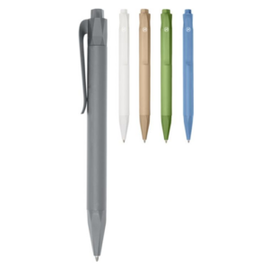 Pen with logo Terra corn Pen with logo in corn. With click action. Long lasting and refillable pen. Produced from 100% PLA (corn plastic) which reduces the amount of plastic used. Includes a refill with a writing length of approximately 2000 meters. The pen is delivered with a blue ink refill. Depending on the surface we can use embroidery, engraving, 360° imprint or screen print.
