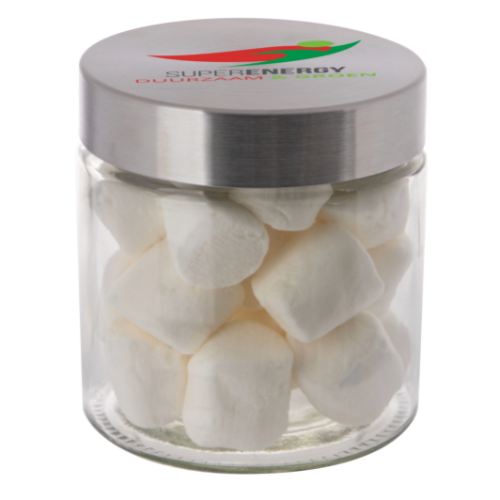 Sweets with logo in glass jar