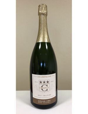 Champagne Brut Blanc De Blancs This Chapuy Champagne Brut Blanc De Blancs Magnum has a bright gold appearance, a fine and persistent mousse. A delicate nose of white summer fruits (yellow plums and peaches). Fresh and already creamy in the mouth, developing honeyed and buttery aromas. A fresh wine, very typical taste of mature Chardonnay. A great fine and elegant vintage, which can be laid down in a cellar for a few years. To pair with: Monk fish with a lemony creamy sauce Every bottle of Champagne can be personalized with logo an text. Min order quantity. Magnus Business Gifts is your partner for merchandising, gadgets or unique business gifts since 1967. Certified with Ecovadis gold 2022!