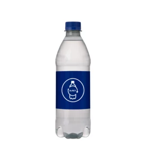 Gadget with logo spring water Gadget with logo spring water in a R-PET bottle of 500 ml with screw cap. Surcharge no-labellook label by request. Available colors: Blue, yellow, gold, green, light blue, light green, orange, purple, red, transparant, white, silver and black. Depending on the surface we can use embroidery, engraving, 360° imprint or screen print.