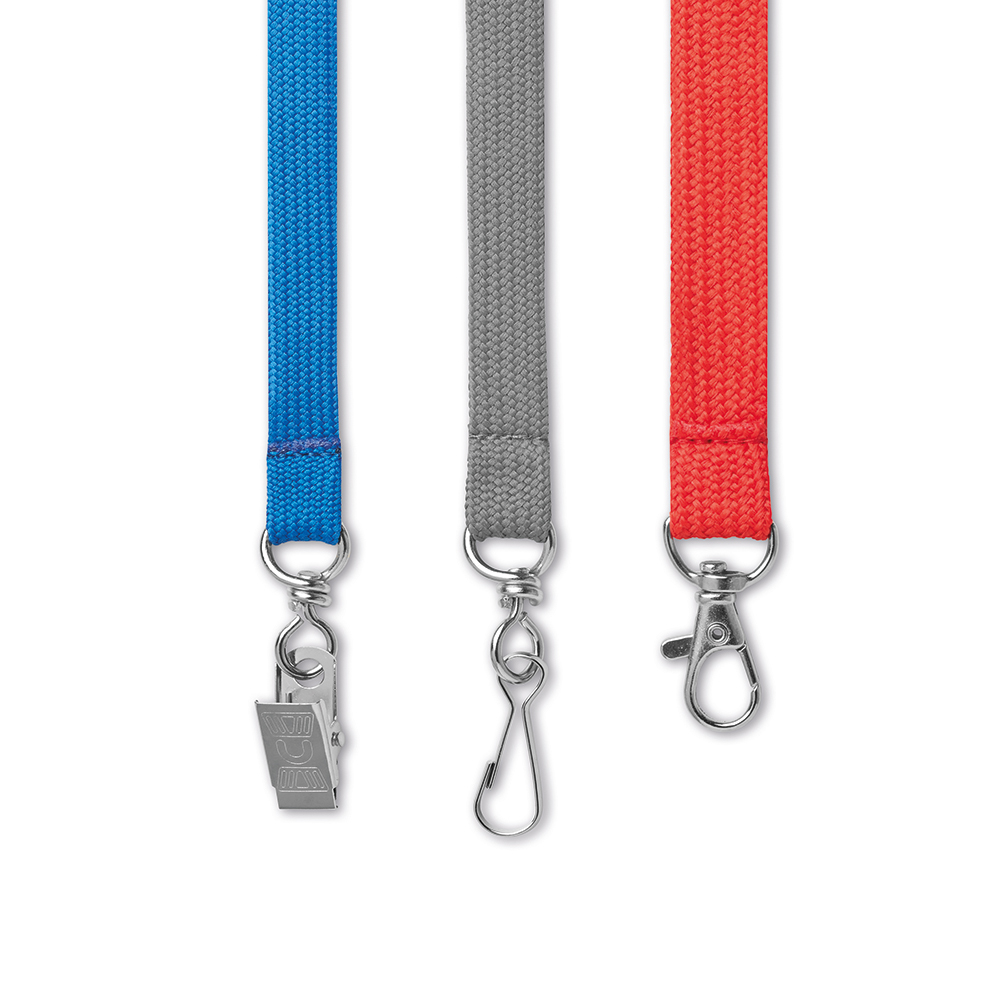 Tubular lanyard with logo Tubular lanyard with logo made from polyester. With a metal karabinier or choose from one of the other clip options. The ca. 90cm polyester tubular ribbon is printed with your pantone colour matched logo designs on one or two sides. We use different printing techniques to add your logo. Depending on the surface we can use embroidery, engraving, 360° imprint or screenprint.