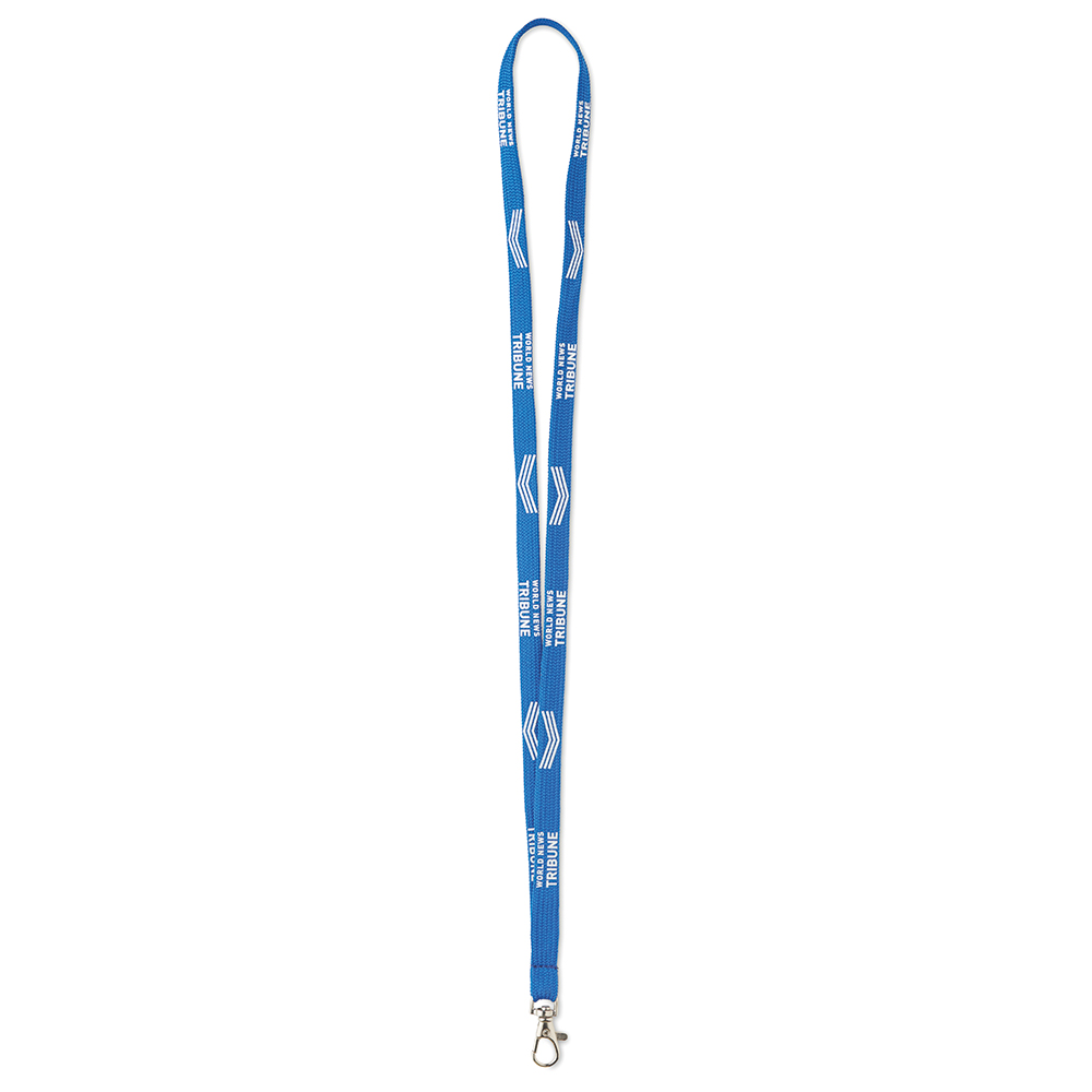 Tubular lanyard with logo Tubular lanyard with logo made from polyester. With a metal karabinier or choose from one of the other clip options. The ca. 90cm polyester tubular ribbon is printed with your pantone colour matched logo designs on one or two sides. We use different printing techniques to add your logo. Depending on the surface we can use embroidery, engraving, 360° imprint or screenprint.