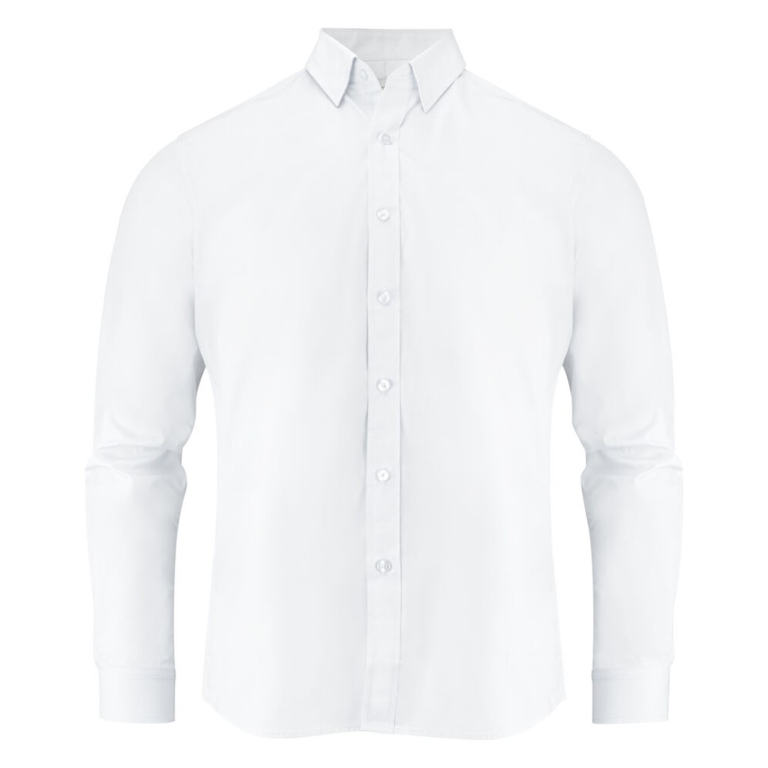 Shirt with logo in jersey material with an oxford look. Woven details on the inside of the collar and side slits. The men's version has a button down collar. Buttons in mother-of-pearl color. Adjustable cuffs. Magnus Business Gifts is your partner for merchandising, gadgets or unique business gifts since 1967. Certified with Ecovadis gold!