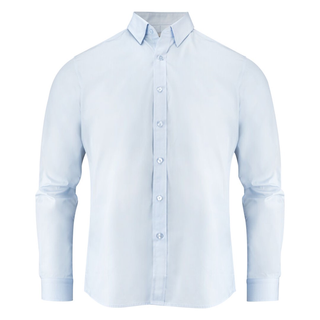 Shirt with logo in jersey material with an oxford look. Woven details on the inside of the collar and side slits. The men's version has a button down collar. Buttons in mother-of-pearl color. Adjustable cuffs. Magnus Business Gifts is your partner for merchandising, gadgets or unique business gifts since 1967. Certified with Ecovadis gold!