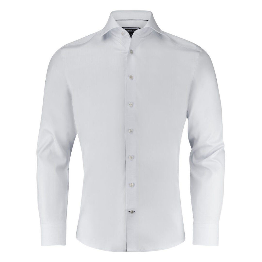 Shirt with logo Men Black Bow 60, Never Iron, Nanotechnology, Water, Oil and Stain Resistant. Mechanical Stretch, Machine Washable. Split yoke at the back, reinforced seams help the shirt look sharp. Magnus Business Gifts is your partner for merchandising, gadgets or unique business gifts since 1967. Certified with Ecovadis gold!