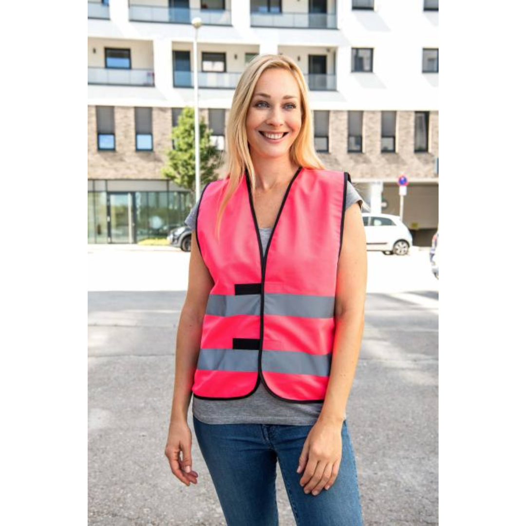 Safety vest with Logo Wolfsburg - Certified according to EN ISO 20471:2013/A1:2016 - Certified according to EN 17353:2020 Typ AB3 - Good standard model for all applications - Available in three colours and different sizes - Two 5 cm wide reflective stripes all around the body - Edged with high quality black polyester edging - Additional possibility for size adjustment through hook and loop fasteners (two) Available color: Neon Pink, Yellow, Orange, Neon Green, Yellow & Orange Magnus Business Gifts is your partner for merchandising, gadgets or unique business gifts since 1967. Certified with Ecovadis gold!