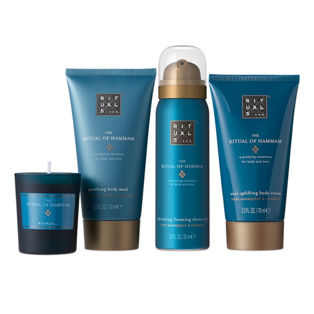 Rituals gift The Ritual of Hammam Rituals gift set of Hammam is the perfect purifying gift for a friend or family member, or just to treat yourself. These products contain purifying rosemary and eucalyptus, and are inspired by one of the oldest cleansing traditions, the hammam. The gift box contains a shower foam 50 ml, scented candle 25 g, body mud 70 ml and a body cream 70 ml. The origami design is inspired by the Japanese art of giving. In Japanese culture, the gift wrap can be as important as the gift, with the gift seen as a form of communication between the giver and the receiver. We packed it in a reusable luxury storage box, which you can give a second life by storing photos, letters or other precious items. Magnus Business Gifts is your partner for merchandising, gadgets or unique business gifts since 1967. Certified with Ecovadis gold!
