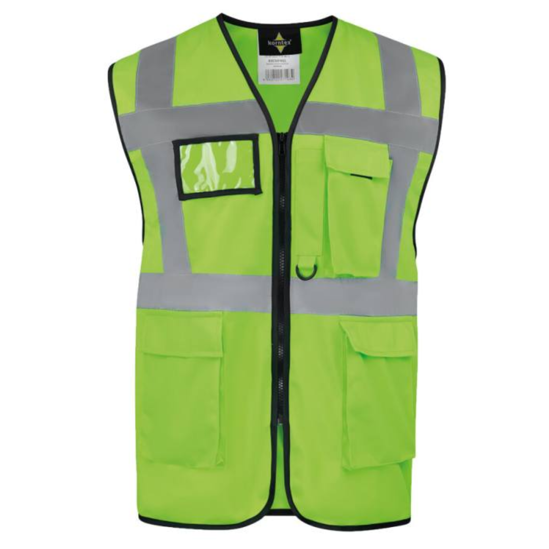 Safety vest with Logo Hamburg - Multi functional: ID-pocket, larger smartphone pocket, key ring - Two pockets with hook and loop closure, continuous zipper closure in the front - The colours and colour combinations in yellow and orange are certified according to EN ISO 20471:2013 - All „other“ colours are certified according to EN 17353 - Neon green and neon pink according to type AB3, all non-fluorescent colours according to type B3 - Four 5 cm wide reflective stripes (one across chest, one around body, two over the shoulders) - Continuous zipper closure in the front Available color: Sky Blue, Blue, Royal Blue, Neon Green, Green, Neon Pink, Red, Black Magnus Business Gifts is your partner for merchandising, gadgets or unique business gifts since 1967. Certified with Ecovadis gold!