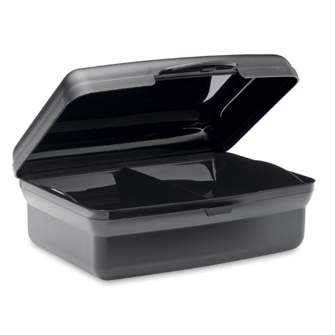 Lunchbox with logo CARMANY Lunch box in recycled PP with click closure. Capacity: 800 ml. Available color: Red, Dark Navy, White, Black Dimensions: 17X12X6CM Width: 12 cm Length: 17 cm Height: 6 cm Volume: 1.78 cdm3 Gross Weight: 0.12 kg Net Weight: 0.095 kg Magnus Business Gifts is your partner for merchandising, gadgets or unique business gifts since 1967. Certified with Ecovadis gold!
