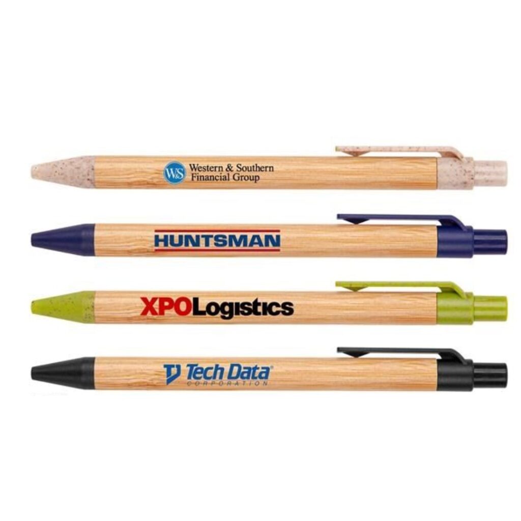 Eco gadgets pens 4 A GREENER AND SMARTER CHOICE By choosing Eco gadgets printed with your logo, you can show your commitment to sustainability while also providing a useful and thoughtful gift to your clients or employees. This shows you care about your people as well as the environment. What’s more, environmentally-friendly gadgets are becoming more and more popular. So why not aim to achieve the maximum impact on your business relationships and the minimum impact on the environment with personalized Eco gadgets branded with your logo! Ask our team now what you can do with your budget.