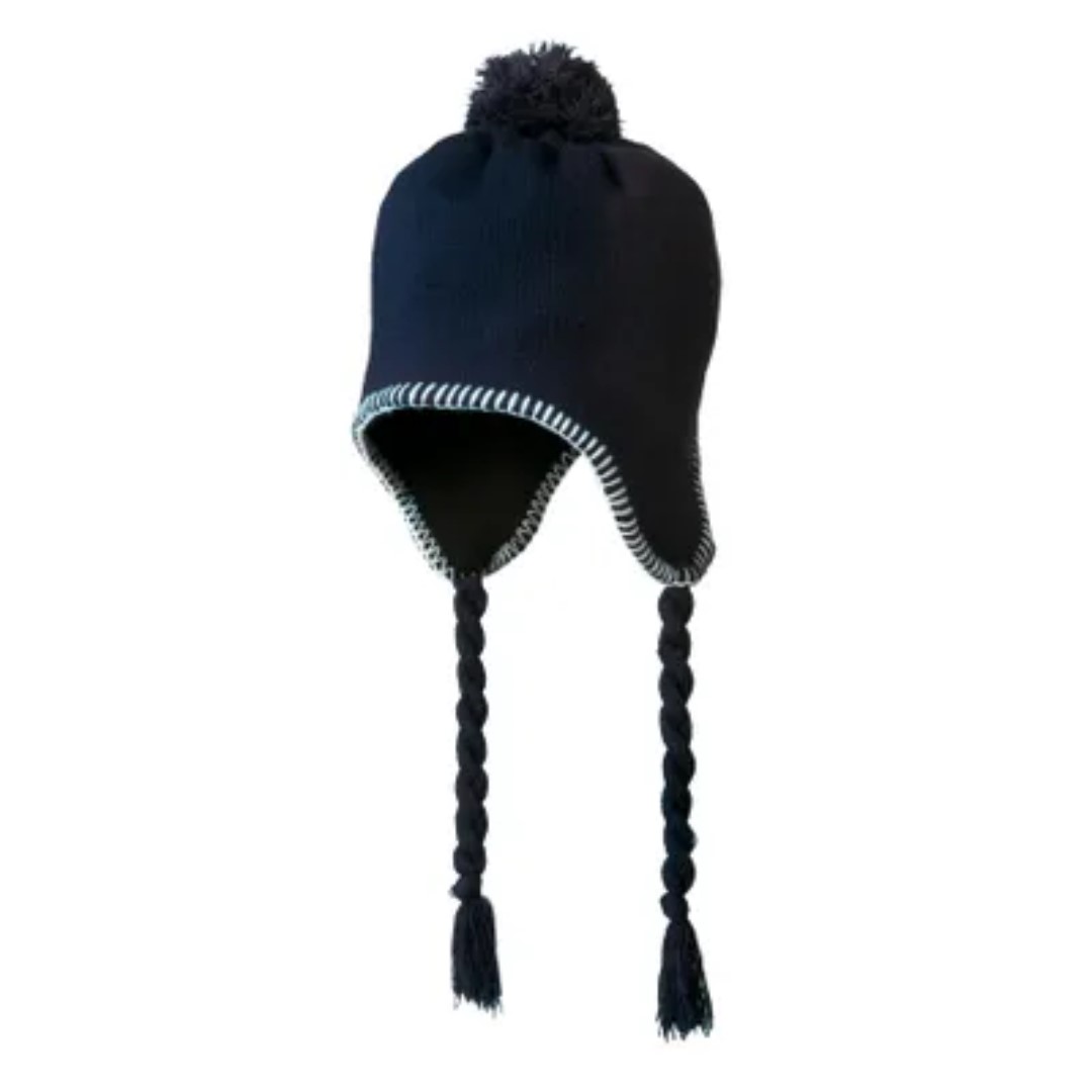 Pumpkin hat with logo A trendy beanie with pompom and striking braided strings at the sides. This model from the winter collection of the brand King cap is knitted from 100% acrylic and has a fleece lining on the inside. A nice detail are the contrasting stitches at the edge of this beanie. Hat with ear flaps, strings and pumpkin, 100% in basic knit. One size fits all. Magnus Business Gifts is your partner for merchandising, gadgets or unique business gifts since 1967. Certified with Ecovadis gold!