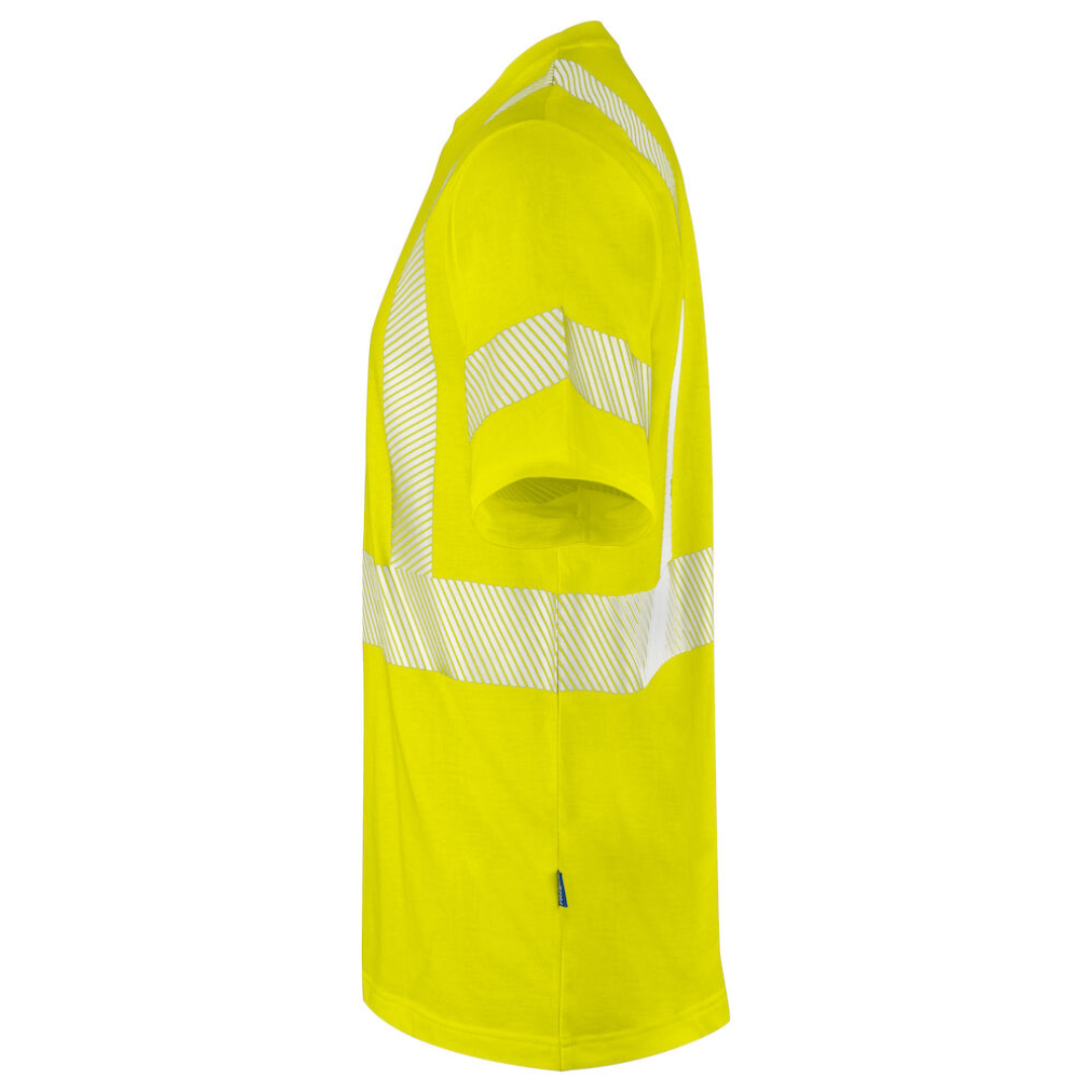 Projob T-Shirt with logo ISO20471 Class 3 Double-sided T-shirt in polyester-cotton. Cotton on the inside for increased wearing comfort. Sealed and segmented reflective strips with stretch from 3M Available color: Yellow Material: 65% polyester, 35% cotton, 180 g/m² Magnus Business Gifts is your partner for merchandising, gadgets or unique business gifts since 1967. Certified with Ecovadis gold!