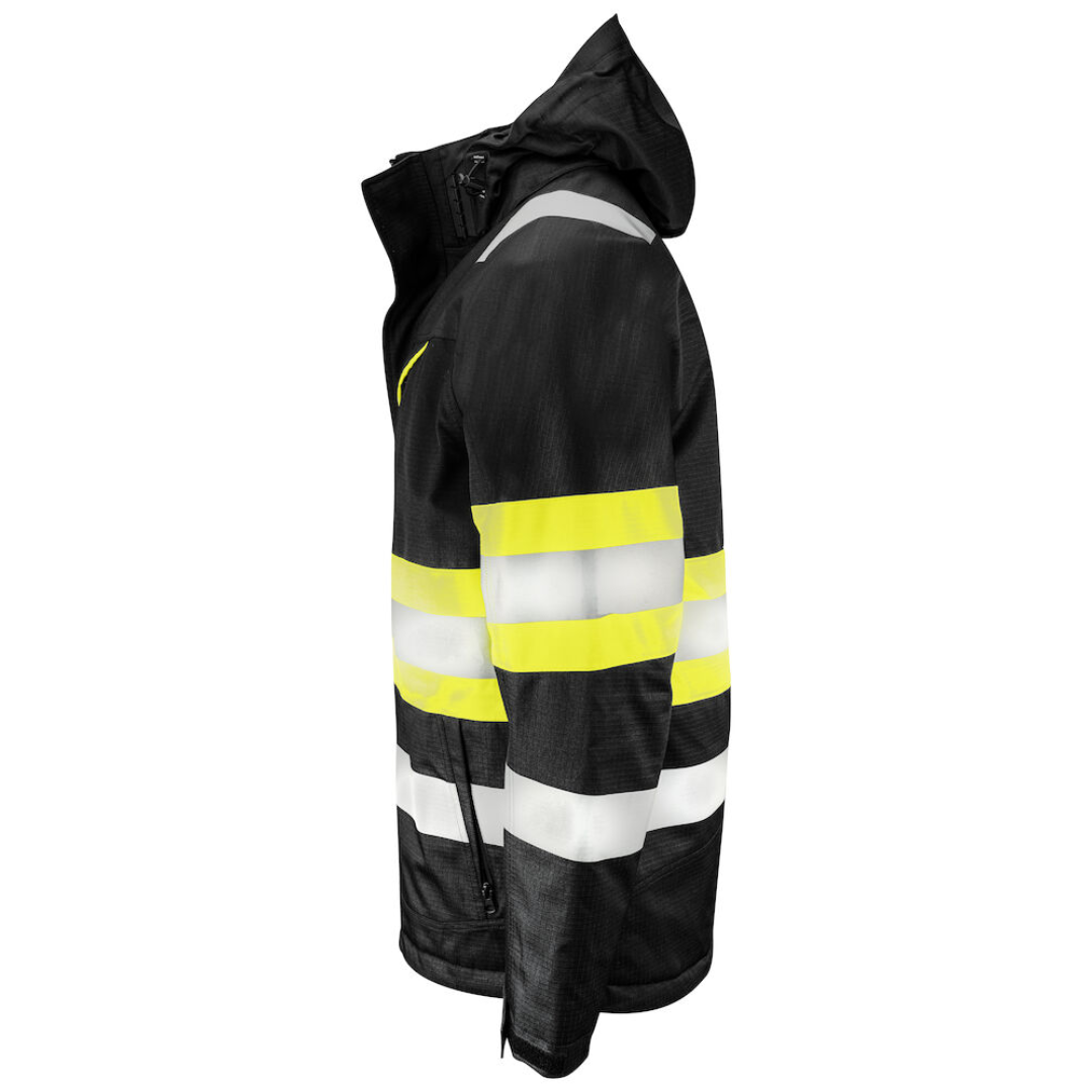 Projob Functional jacket with logo ISO20471 Class 1 Wind- and waterproof, rip-stop material Quilted lining. taped seams. 2-way zipper at the front covered with a flap. This storm flap can be closed with press studs. Chest pocket on both sides with zipper. Left chest pocket with loop for badge holder Side pockets with zipper. 2 inner pockets with zipper. Left inner pocket has an extra open pocket with velcro closure. Available color: Yellow/ Back, Yellow/ Navy Material : 80% polyester, 20% cotton - 235 g/m² Magnus Business Gifts is your partner for merchandising, gadgets or unique business gifts since 1967. Certified with Ecovadis gold!