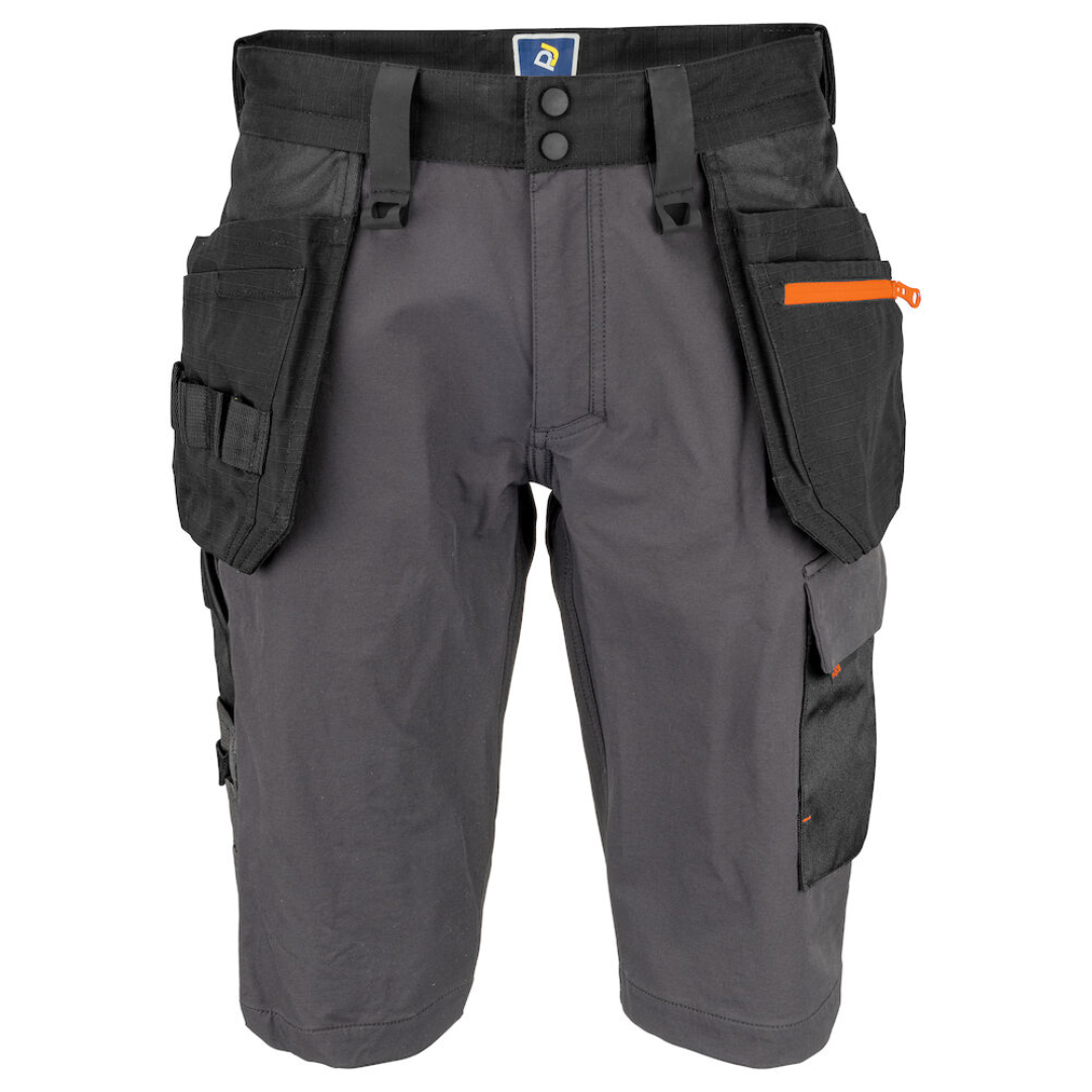 Projob Short with logo Short fully stretchy for more comfort and freedom of movement. Modern fit: narrow legs. The sides at the top are not stretchy to give the trousers stability. Ventilation at the waist through perforated waistband. Spacious leg pockets on both sides, telephone pocket with magnetic closure. Left pocket: leg pocket for tools and pens. Available color: White, Navy, Grey, Black Material 1: 65% polyester, 35% cotton 240gr Material 2: 100% polyester 210gr Material 3: 91.5% nylon, 8.5% spandex 240gr Material 4: 100% polyamide 230gr Reinforcements: 89% Cordura®, 11% spandex Magnus Business Gifts is your partner for merchandising, gadgets or unique business gifts since 1967. Certified with Ecovadis gold!