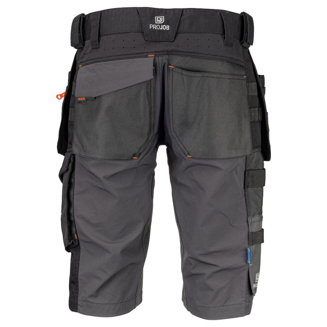 Projob Short with logo Short fully stretchy for more comfort and freedom of movement. Modern fit: narrow legs. The sides at the top are not stretchy to give the trousers stability. Ventilation at the waist through perforated waistband. Spacious leg pockets on both sides, telephone pocket with magnetic closure. Left pocket: leg pocket for tools and pens. Available color: White, Navy, Grey, Black Material 1: 65% polyester, 35% cotton 240gr Material 2: 100% polyester 210gr Material 3: 91.5% nylon, 8.5% spandex 240gr Material 4: 100% polyamide 230gr Reinforcements: 89% Cordura®, 11% spandex Magnus Business Gifts is your partner for merchandising, gadgets or unique business gifts since 1967. Certified with Ecovadis gold!