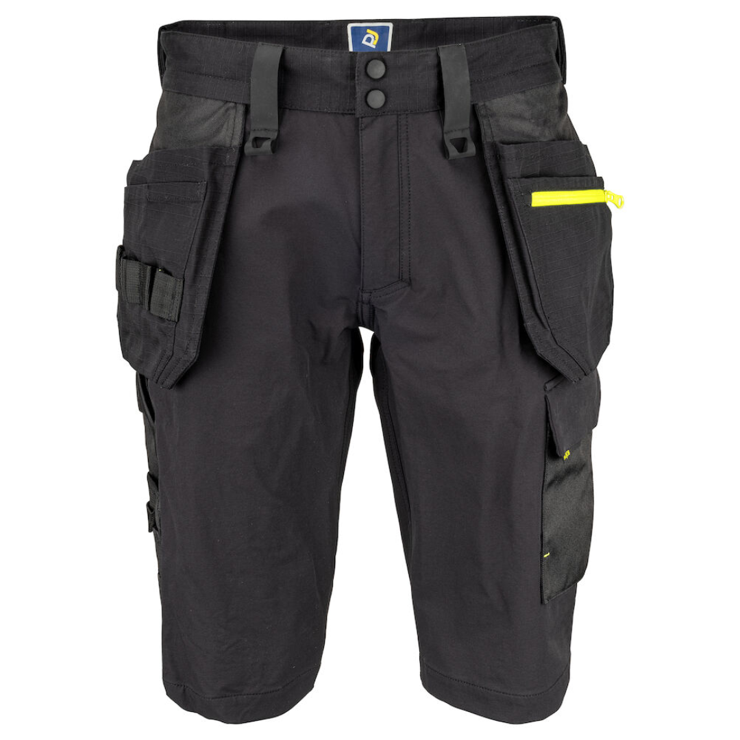 Projob Short with logo Short fully stretchy for more comfort and freedom of movement. Modern fit: narrow legs. The sides at the top are not stretchy to give the trousers stability. Ventilation at the waist through perforated waistband. Spacious leg pockets on both sides, telephone pocket with magnetic closure. Left pocket: leg pocket for tools and pens. Available color: White, Navy, Grey, Black Material 1: 65% polyester, 35% cotton 240gr Material 2: 100% polyester 210gr Material 3: 91.5% nylon, 8.5% spandex 240gr Material 4: 100% polyamide 230gr Reinforcements: 89% Cordura®, 11% spandex Magnus Business Gifts is your partner for merchandising, gadgets or unique business gifts since 1967. Certified with Ecovadis gold!
