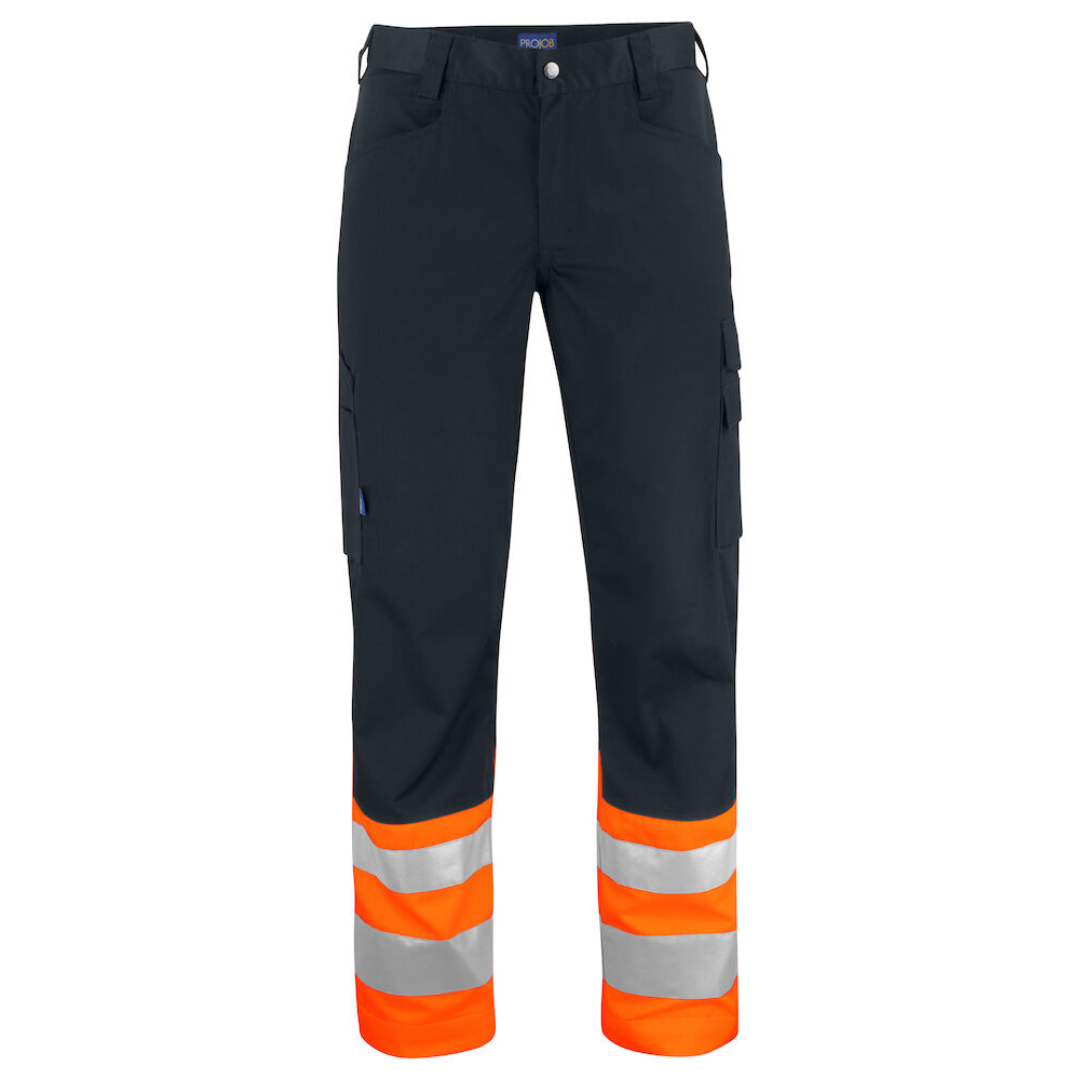 Projob High-rise Trousers with logo ISO 20471 Class 1 Trousers in easycare material made of polyester/cotton that ensures good retention of shape and color. Spacious front and side pockets. Two back pockets with flap. Leg pocket with flap and ruler pocket. Available color: Black/ Orange, Yellow/ Black, Yellow/ Navy Material: 65% polyester, 35% cotton 245 g/m² Magnus Business Gifts is your partner for merchandising, gadgets or unique business gifts since 1967. Certified with Ecovadis gold!
