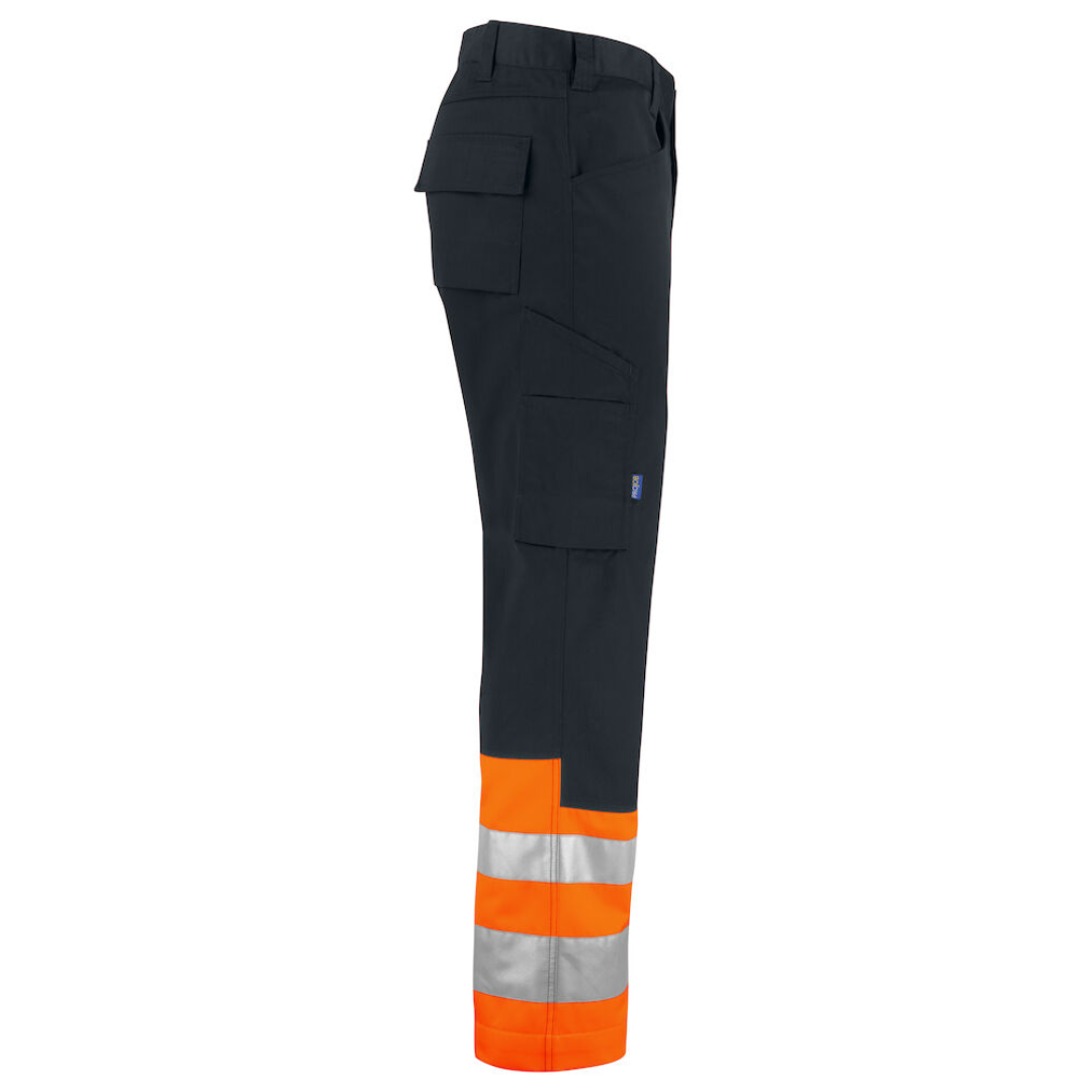 Projob High-rise Trousers with logo ISO 20471 Class 1 Trousers in easycare material made of polyester/cotton that ensures good retention of shape and color. Spacious front and side pockets. Two back pockets with flap. Leg pocket with flap and ruler pocket. Available color: Black/ Orange, Yellow/ Black, Yellow/ Navy Material: 65% polyester, 35% cotton 245 g/m² Magnus Business Gifts is your partner for merchandising, gadgets or unique business gifts since 1967. Certified with Ecovadis gold!