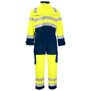 Projob Overall with logo ISO 20471 Class 3 Leg and back pockets with flap and velcro closure. Clip for badge holder on the right chest. Ruler pocket and knife button. Telephone pocket with zipper on the inside. Adjustable waist. Belt loops. Adjustable cuffs with velcro at the bottom of the legs and at the sleeve ends. Zipper at the trouser legs from bottom to knee height. Adjustable knee pockets on the inside. Available color: Yellow/ Navy Material: 75% polyester, 25% cotton Magnus Business Gifts is your partner for merchandising, gadgets or unique business gifts since 1967. Certified with Ecovadis gold!