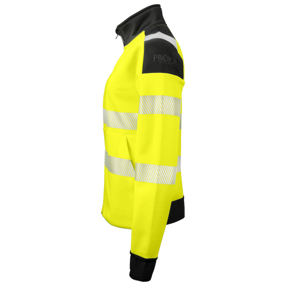 Projob Ladies Sweater with logo ISO 20471 Class 3/2 Sweater in an attractive and technical material. Full, strong zipper up to the collar. Contrast color over the shoulders and at the lower back. Tight fit for maximum freedom of movement. Softshell stretch fabric on the shoulders for increased comfort. Spacious pockets with zipper, spacious inner pockets in mesh. Available color: Yellow/ Black, Yellow/ Navy Material: 100% polyester 280 g/m² Magnus Business Gifts is your partner for merchandising, gadgets or unique business gifts since 1967. Certified with Ecovadis gold!