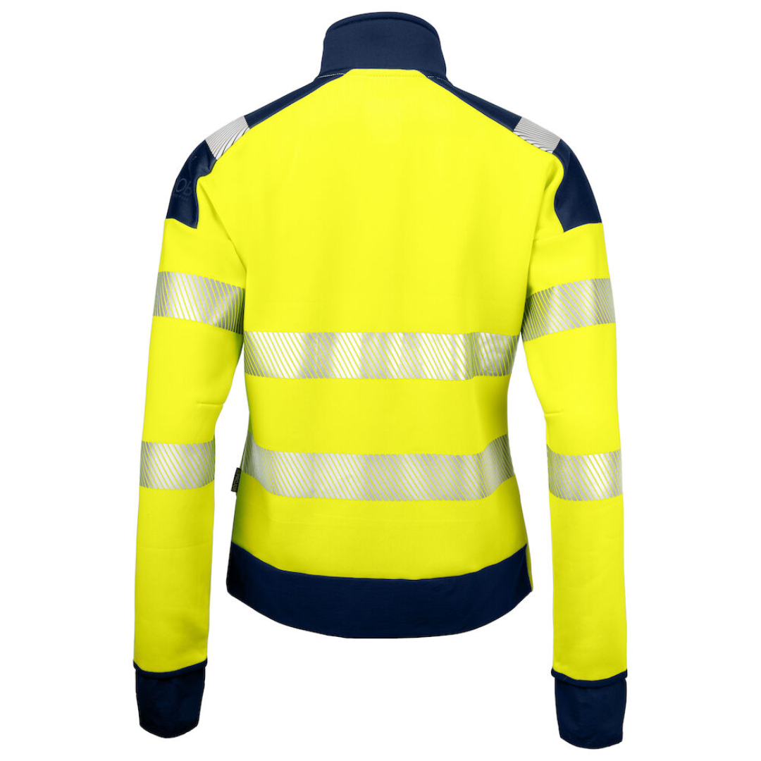 Projob Ladies Sweater with logo ISO 20471 Class 3/2 Sweater in an attractive and technical material. Full, strong zipper up to the collar. Contrast color over the shoulders and at the lower back. Tight fit for maximum freedom of movement. Softshell stretch fabric on the shoulders for increased comfort. Spacious pockets with zipper, spacious inner pockets in mesh. Available color: Yellow/ Black, Yellow/ Navy Material: 100% polyester 280 g/m² Magnus Business Gifts is your partner for merchandising, gadgets or unique business gifts since 1967. Certified with Ecovadis gold!