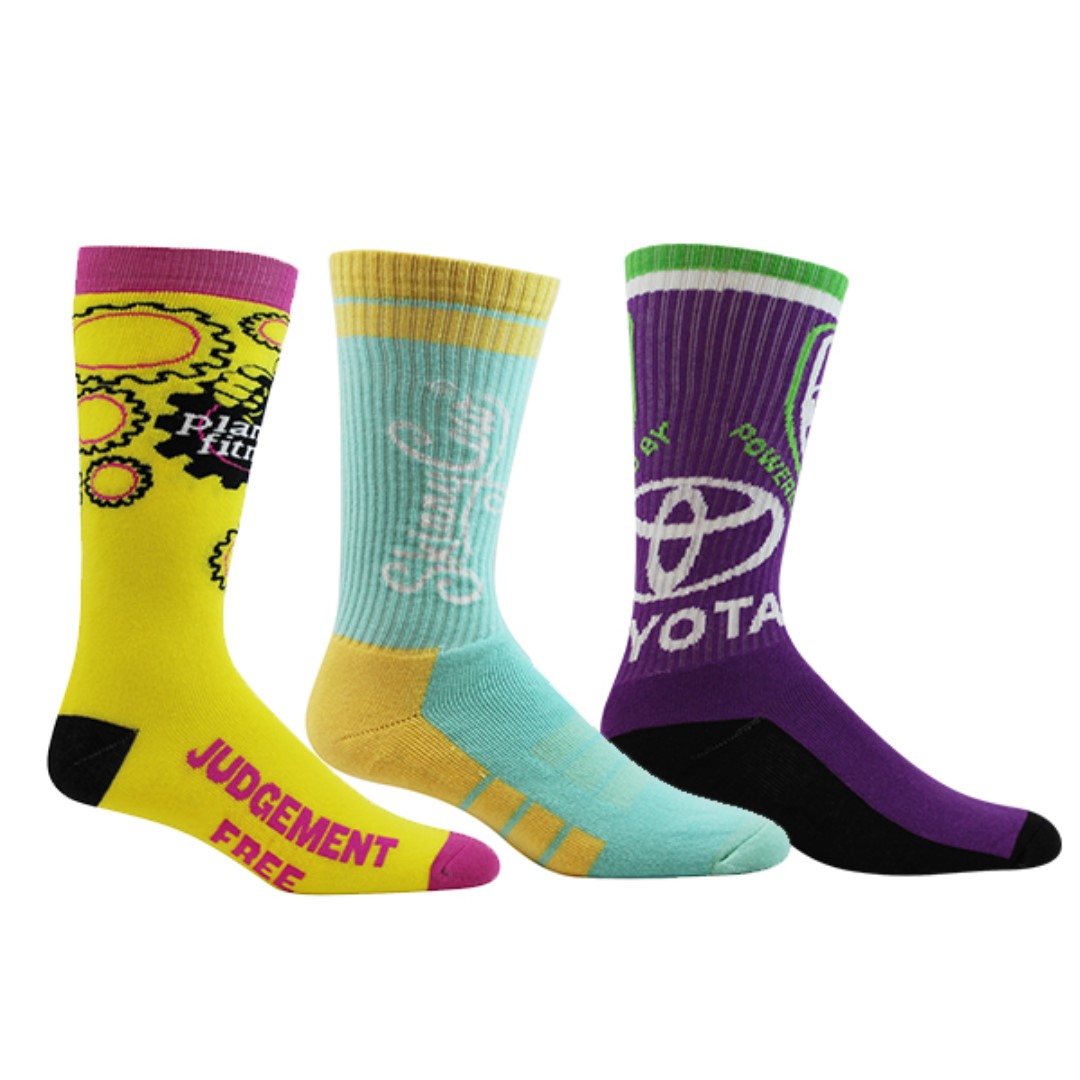 Tennis Sport Socks Custom Made Elevate your performance and comfort with a perfect blend of functionality and fashion, tailored to meet the unique demands of the sports enthusiast. Our custom made sport socks are more than just accessories; they are a statement of quality and precision. Manufactured in state-of-the-art facilities within the European Union, these socks boast superior craftsmanship that guarantees durability and long-lasting wear, match after match. + Certification: OEKO-TEX + Production Time: approx. 4 weeks + Sock Length: Crew (approx. 18 cm) + Sock Color: 1C to 10 C Knit + Design: individual | All Over + Sizes: S (35-39), M/L (40-45), XL (46-49) | min. 100 pairs per size + Material: 93% cotton, 4% polypropylene, 3% spandex + incl. Packaging: 4C printed Cardboard Hanger REQUEST A FREE QUOTE The easiest way to kick off your design process is to request a quote. In your request, you can share your idea, your deadline, and send us images of your character. Magnus Business Gifts is your partner for merchandising, gadgets or unique business gifts since 1967. Certified with Ecovadis gold!