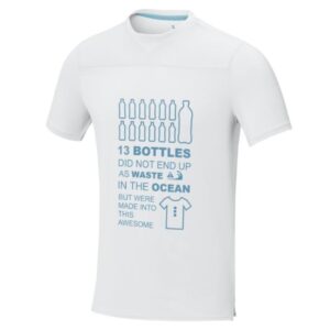 GRS Recycled Shirt With Artwork & Logo The Borax short sleeve men's cool fit t-shirt is the perfect blend of style, sustainability, and sporty performance. Made from 90% GRS certified recycled materials, blended with elastane to ensure stretch and comfort with a fabric weight of 160 g/m². The cool-fit finish helps keeping cool and dry. The GRS certification ensures a 100% certified supply chain from raw material to our printing techniques, making this garment an eco-friendly choice. Mesh with cool fit finish of 90% GRS certified recycled polyester and 10% Elastane, 160 g/m2. Magnus Business Gifts is your partner for merchandising, gadgets or unique business gifts since 1967. Certified with Ecovadis gold!