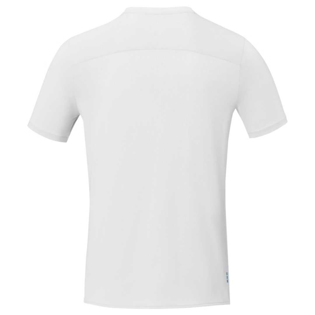 GRS Recycled Shirt with Eco Print The Borax short sleeve men's cool fit t-shirt is the perfect blend of style, sustainability, and sporty performance. Made from 90% GRS certified recycled materials, blended with elastane to ensure stretch and comfort with a fabric weight of 160 g/m². The cool-fit finish helps keeping cool and dry. The GRS certification ensures a 100% certified supply chain from raw material to our printing techniques, making this garment an eco-friendly choice. Mesh with cool fit finish of 90% GRS certified recycled polyester and 10% Elastane, 160 g/m2. Magnus Business Gifts is your partner for merchandising, gadgets or unique business gifts since 1967. Certified with Ecovadis gold!