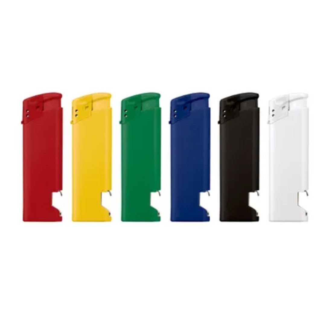 Electronic Opener Lighter with logo Choose functionality, safety, and style with our Electronic Opener Lighter. A must-have accessory that seamlessly combines the convenience of an electronic lighter with the practicality of a bottle opener. Elevate your brand presence with a customized logo, and make a lasting impression with this versatile and contemporary device. Child-resistant and refillable. Controllable flame and refillable. Material: AS & ABS. Magnus Business Gifts is your partner for merchandising, gadgets or unique business gifts since 1967. Certified with Ecovadis gold!