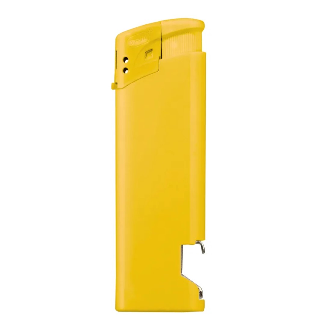 Electronic Opener Lighter with logo Choose functionality, safety, and style with our Electronic Opener Lighter. A must-have accessory that seamlessly combines the convenience of an electronic lighter with the practicality of a bottle opener. Elevate your brand presence with a customized logo, and make a lasting impression with this versatile and contemporary device. Child-resistant and refillable. Controllable flame and refillable. Material: AS & ABS. Magnus Business Gifts is your partner for merchandising, gadgets or unique business gifts since 1967. Certified with Ecovadis gold!