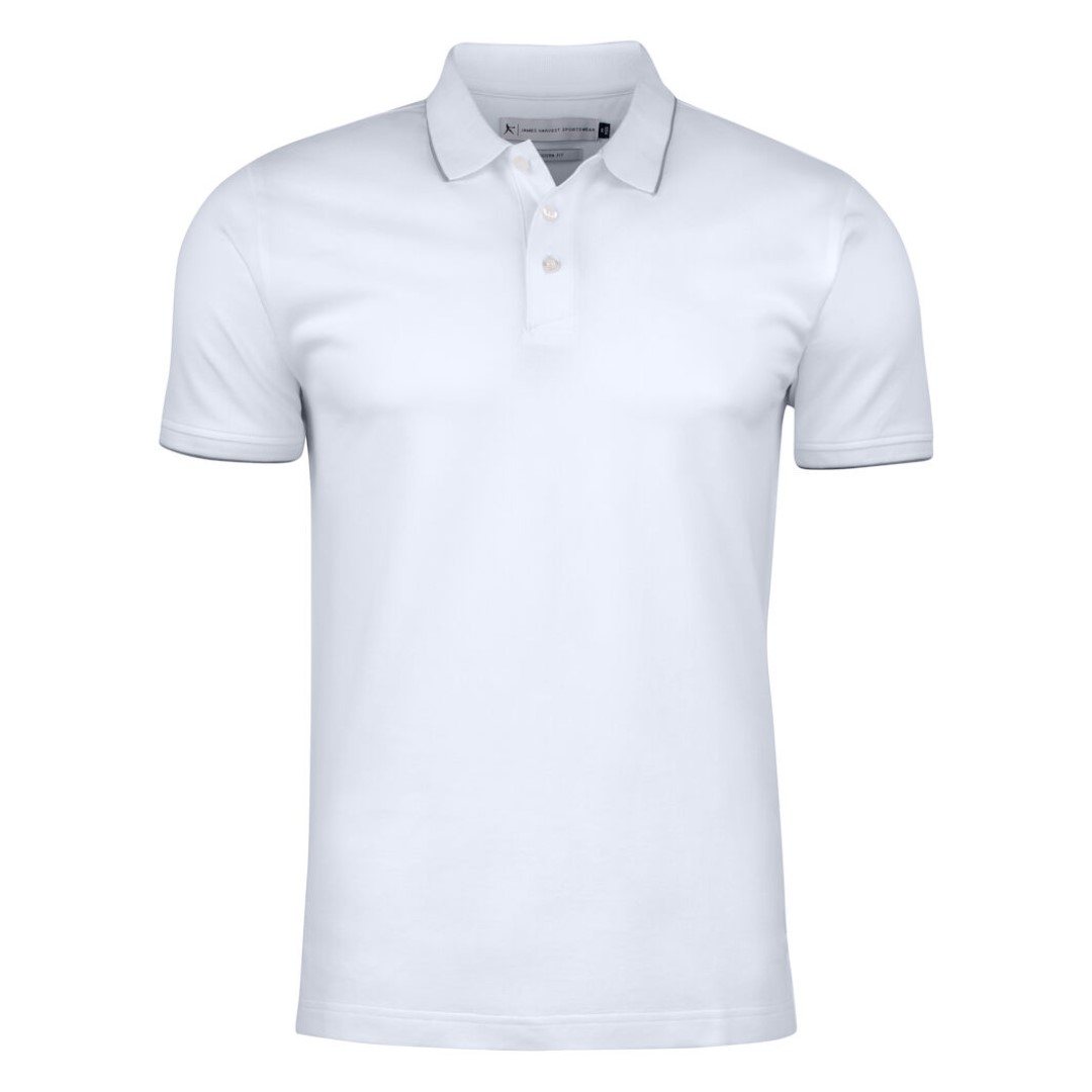 Golf Polo with logo Greenville Men Introducing our stylish and comfortable men's polo shirt, designed to enhance your performance on the golf course while keeping you looking and feeling your best. Crafted from high-quality materials and featuring thoughtful design details, this golf polo with logo is the perfect addition to any golfer's wardrobe. Our polo shirt is tailored for both style and comfort, with a classic white stripe at the collar and sleeves adding a touch of sophistication to the design. Made from a comfortable stretch material in Lacoste knit, it offers freedom of movement and flexibility, allowing you to swing with ease and confidence. The enzyme-washed finish gives the polo shirt a soft and luxurious feel, while the short placket and absence of buttons add a modern and streamlined look. The grey stripe on white polo shirts adds a subtle contrast, creating a timeless and elegant aesthetic that is sure to turn heads on the course. Magnus Business Gifts is your partner for merchandising, gadgets or unique business gifts since 1967. Certified with Ecovadis gold!