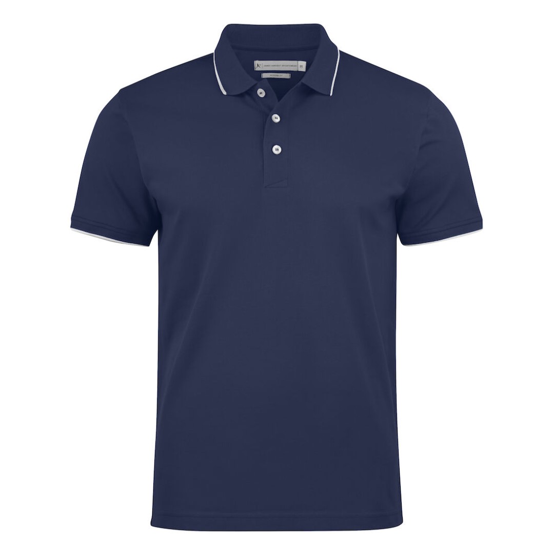 Golf Polo with logo Greenville Men Introducing our stylish and comfortable men's polo shirt, designed to enhance your performance on the golf course while keeping you looking and feeling your best. Crafted from high-quality materials and featuring thoughtful design details, this golf polo with logo is the perfect addition to any golfer's wardrobe. Our polo shirt is tailored for both style and comfort, with a classic white stripe at the collar and sleeves adding a touch of sophistication to the design. Made from a comfortable stretch material in Lacoste knit, it offers freedom of movement and flexibility, allowing you to swing with ease and confidence. The enzyme-washed finish gives the polo shirt a soft and luxurious feel, while the short placket and absence of buttons add a modern and streamlined look. The grey stripe on white polo shirts adds a subtle contrast, creating a timeless and elegant aesthetic that is sure to turn heads on the course. Magnus Business Gifts is your partner for merchandising, gadgets or unique business gifts since 1967. Certified with Ecovadis gold!