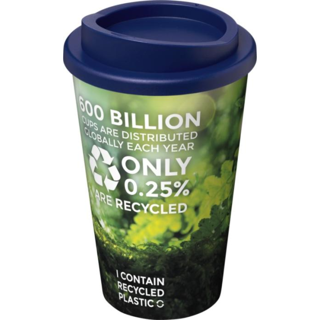 Brite-Americano Cup with logo Double-wall insulated tumbler with twist-on lid. The outer layer of the tumbler is made from recycled plastic. Tumbler features a full colour wraparound design molded to the product, making it long-lasting and durable. EN12875-1 compliant, dishwasher safe, and microwave safe. Volume capacity is 350 ml. Mug is fully recyclable. Mix and match colors to create your perfect mug. Made in the UK. Packed in a home-compostable bag. BPA-free. PP Plastic. Magnus Business Gifts is your partner for merchandising, gadgets or unique business gifts since 1967. Certified with Ecovadis gold!