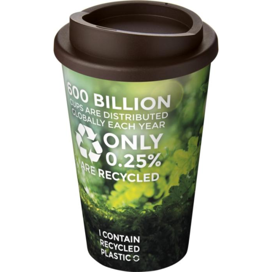 Brite-Americano Cup with logo Double-wall insulated tumbler with twist-on lid. The outer layer of the tumbler is made from recycled plastic. Tumbler features a full colour wraparound design molded to the product, making it long-lasting and durable. EN12875-1 compliant, dishwasher safe, and microwave safe. Volume capacity is 350 ml. Mug is fully recyclable. Mix and match colors to create your perfect mug. Made in the UK. Packed in a home-compostable bag. BPA-free. PP Plastic. Magnus Business Gifts is your partner for merchandising, gadgets or unique business gifts since 1967. Certified with Ecovadis gold!