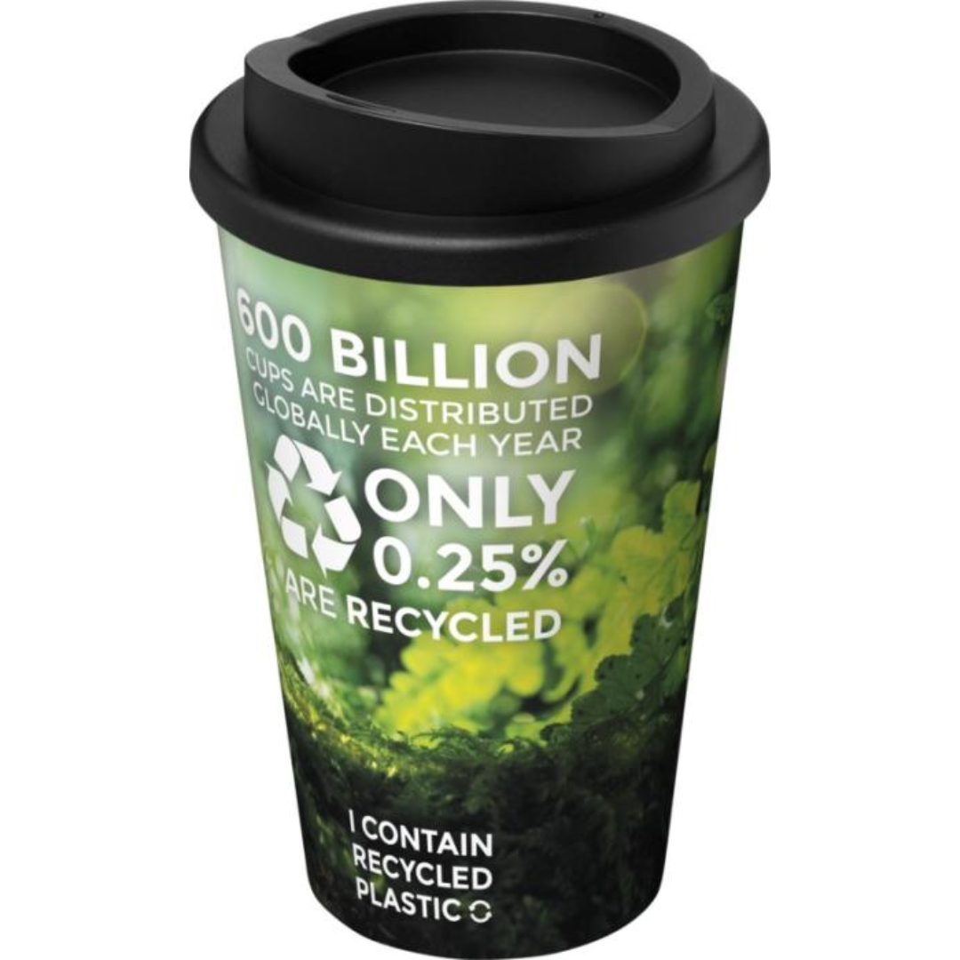 Brite-Americano Cup with logo Double-wall insulated tumbler with twist-on lid. The outer layer of the tumbler is made from recycled plastic. Tumbler features a full colour wraparound design molded to the product, making it long-lasting and durable. EN12875-1 compliant, dishwasher safe, and microwave safe. Volume capacity is 350 ml. Mug is fully recyclable. Mix and match colors to create your perfect mug. Made in the UK. Packed in a home-compostable bag. BPA-free. PP Plastic. Magnus Business Gifts is your partner for merchandising, gadgets or unique business gifts since 1967. Certified with Ecovadis gold!
