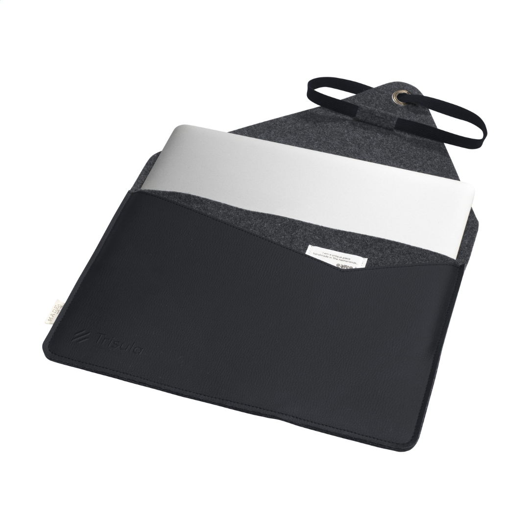Recycled Felt & Apple Leather Laptop Sleeve 14" - Image 5